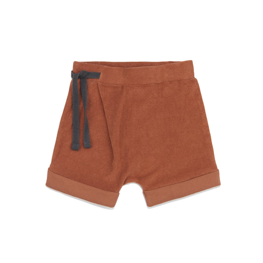 Frotté harem shorts in burnt clay