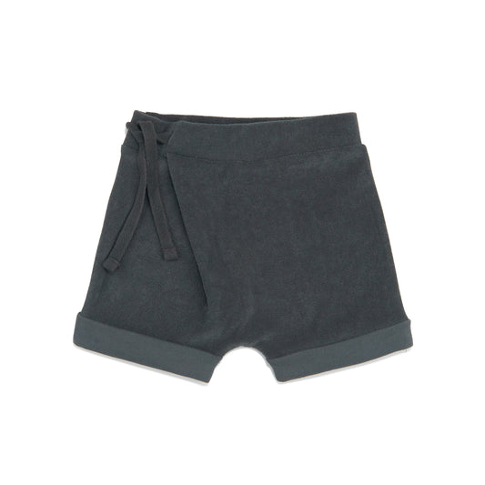 Frotté harem shorts in slate green