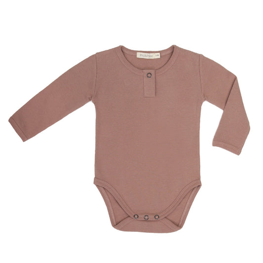 Rib henley baby body with long sleeves by sustainable kidswear brand Phil&Phae